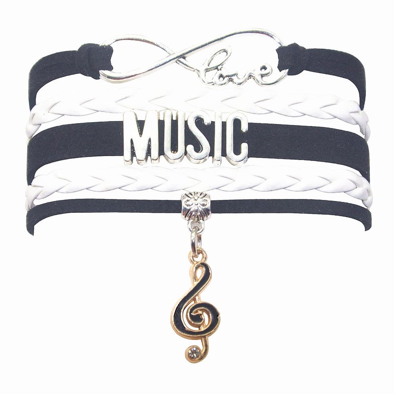 HCChanshi Music Bracelet - Infinity Love Jewelry for Women, Men, Music Fans, Lovers & Teachers (Black and White) - Image 1